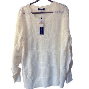 Cable & Gauge Snow White pullover sweater. Plus size 2X, long sleeve